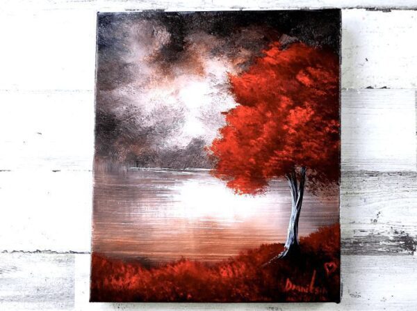 Red Tree | ABSTRACT ART | EASY PAINTING for BEGINNERS | ACRYLICS 01