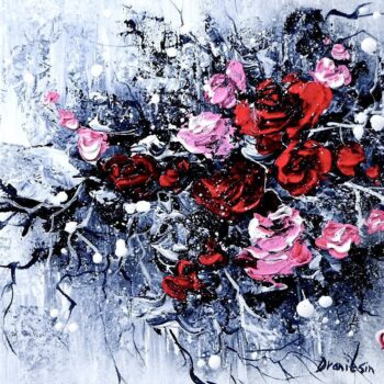 Roses | Acrylic Art | Easy Abstract Painting for Beginners | Plastic Wrap | Palette Knife 01