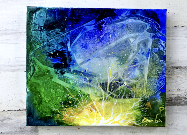 SPIRITUAL FLOWER | WATERSPLASH & PLASTIC ACRYLIC EFFECT | EASY ABSTRACT PAINTING for BEGINNERS 06