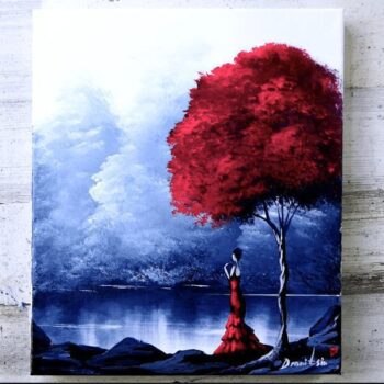 Red Tree | Landscape Art for Beginners | Oval Brush Painting Techniques by Dranitsin 00