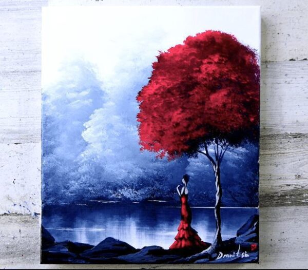 Red Tree | Landscape Art for Beginners | Oval Brush Painting Techniques by Dranitsin 00