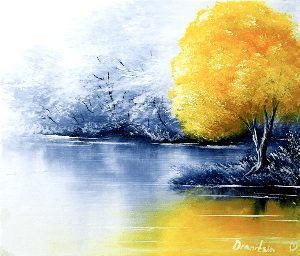 Yellow Tree | | Black and White Landscape | Easy Painting for Beginners | Abstract | Acrylics 01