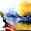 Yellow Tree | | Black and White Landscape | Easy Painting for Beginners | Abstract | Acrylics 01