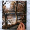 Autumn Landscape Painting in 5 simple colors | Oval Brush Painting Techniques Step by Step 03