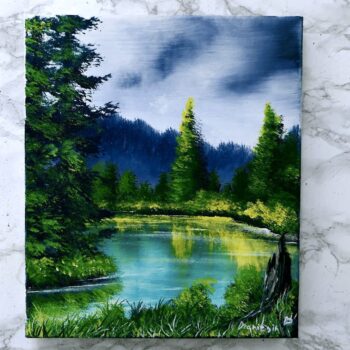 evergreen lake painting 01