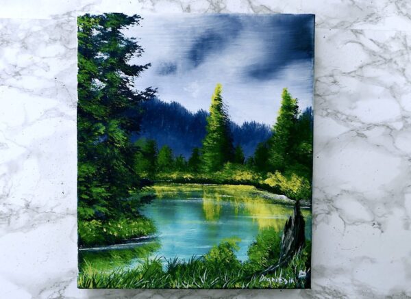 evergreen lake painting 01