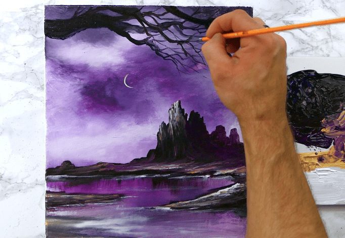 🌙 “Shining Moon Crest: A Mesmerizing Nighttime Landscape to Awaken Your Artistic Spirit” 🌙