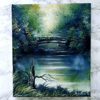 bridge on the lake painting Dranitsin