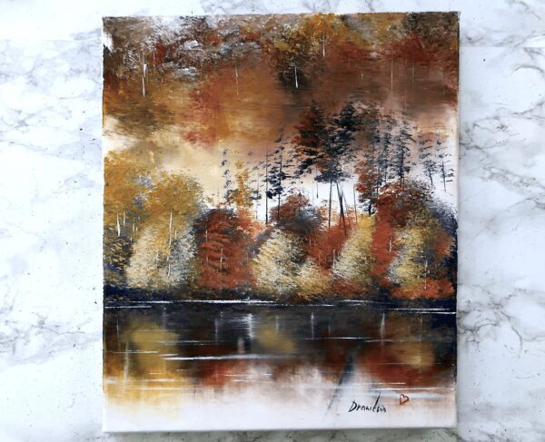 foggy landscape lake painting 02