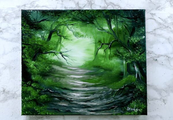 DEEP FOREST PATH ACRYLIC PAINTING DRANITSIN 01