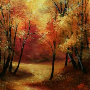 autumn path landscape painting 02