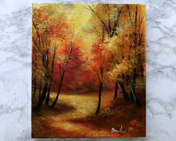 autumn path landscape painting 02