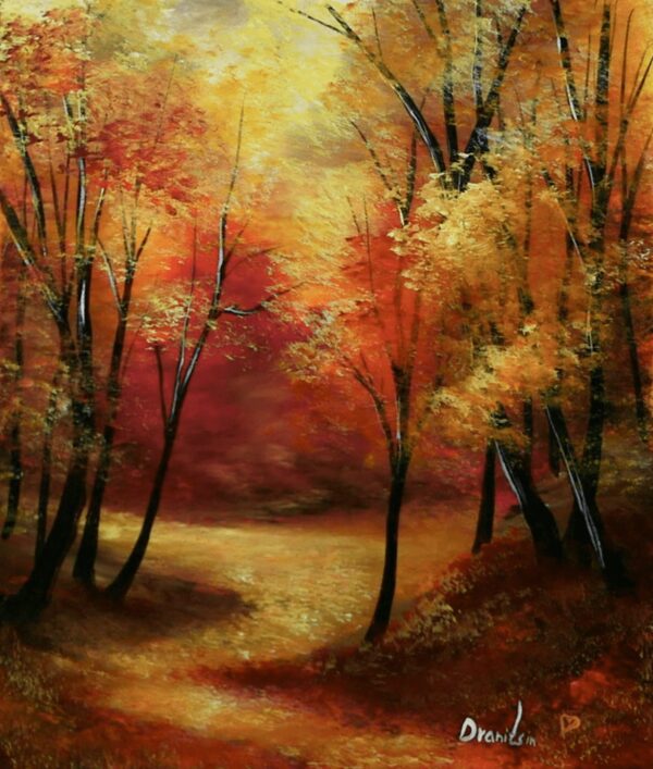 autumn path landscape painting 02