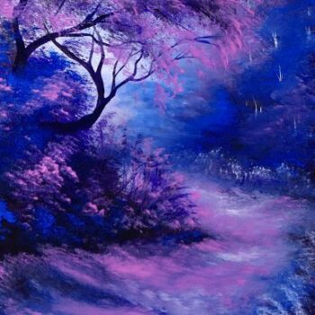 night landscape painting pink tree 2