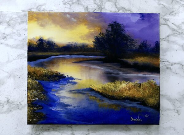 sunset shoreline landscape painting 04