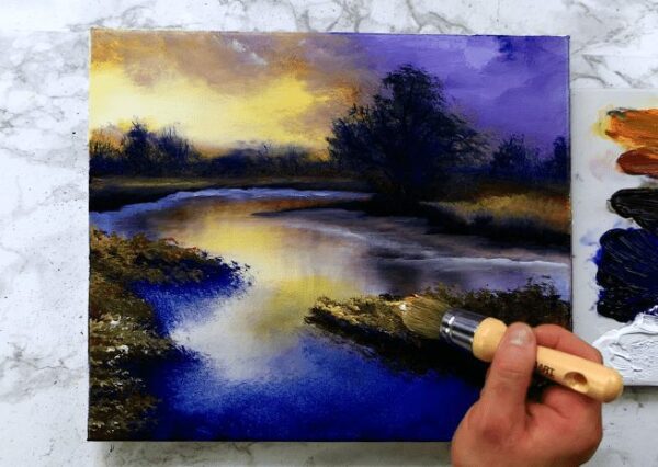 sunset shoreline landscape painting 04