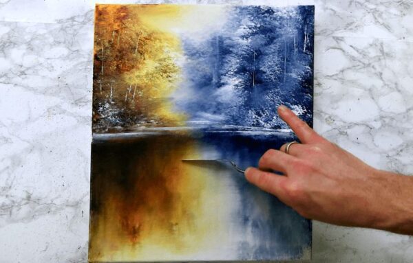 winterfall landscape painting 1