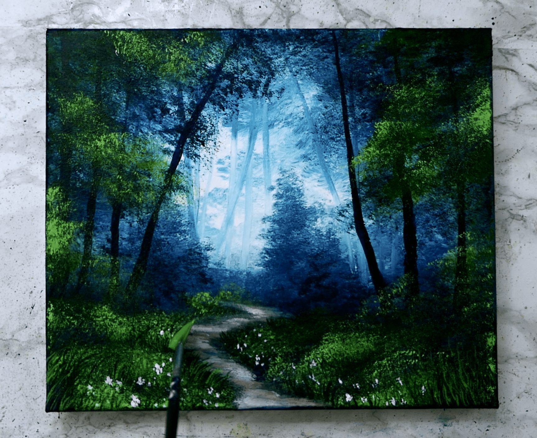 Step by Step Painting Green Forest Path