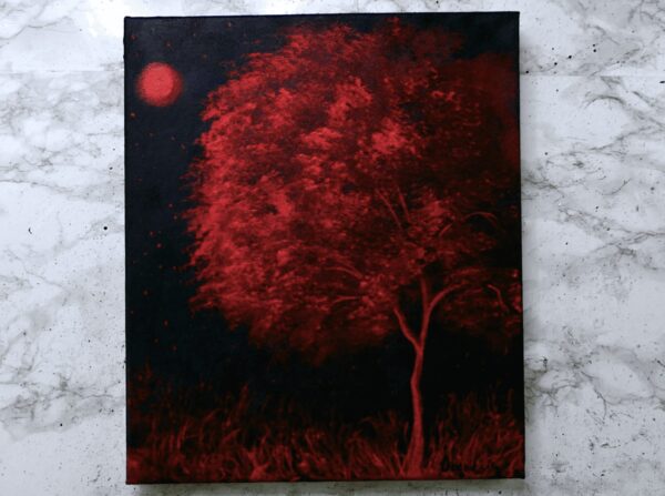 red tree black background painting technique urartstudio 1