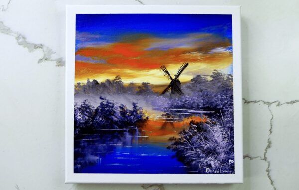 windmill sunrise painting 5