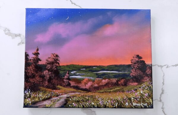 approaching night acrylic landscape painting 1