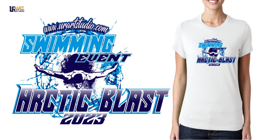 ARCTIC BLAST 2023 SWIMMING EVENT VECTOR LOGO DESIGN FOR PRINT