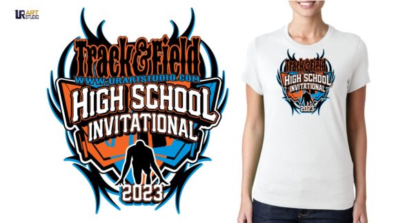 TRACK AND FIELD HIGH SCHOOL INVITATIONAL 2023 VECTOR LOGO DESIGN FOR PRINT