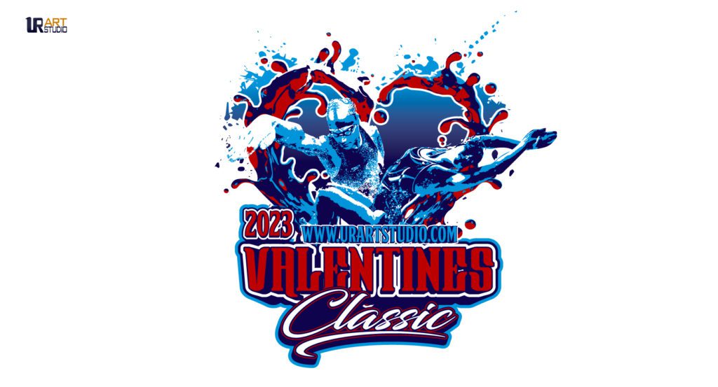 VALENTINES CLASSIC SWIMMING LOGO DESIGN FOR PRINT 2023