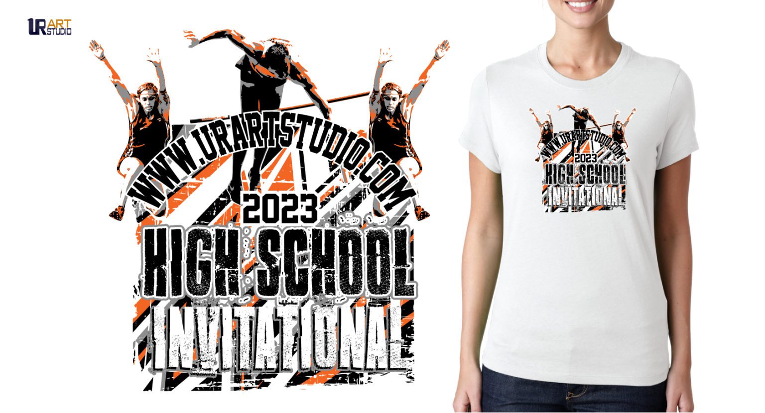 HIGH SCHOOL TRACK AND FIELD INVITATIONAL, VECTOR LOGO DESIGN FOR PRINT
