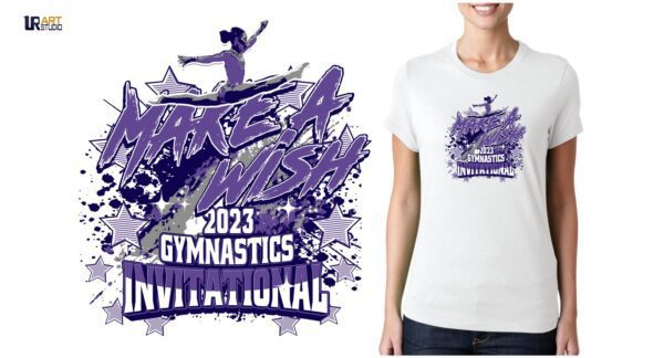 MAKE A WISH 2023 GYMNASTICS INVITATIONAL VECTOR LOGO DESIGN FOR PRINT