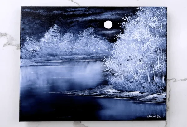 black and white abstract landscape acrylic painting by urartstudio.com 6