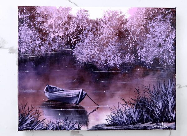 lavender boat landscape painting 4