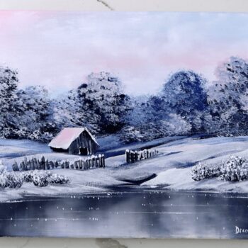 pink winter landscape painting 2