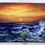 Rough Sea purple ocean wave acrylic painting 2
