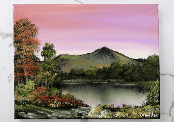 peaceful lake acrylic landscape painting 2