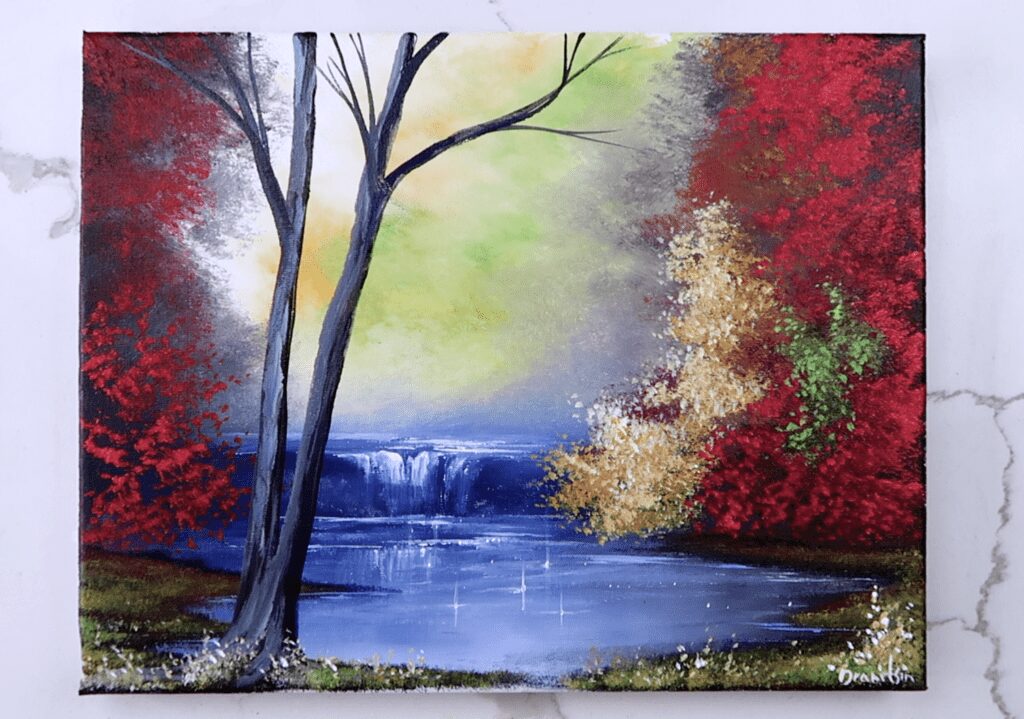 I am sitting here watching and becoming inspired by your artwork on the “Happy Waterfall” Bravo!