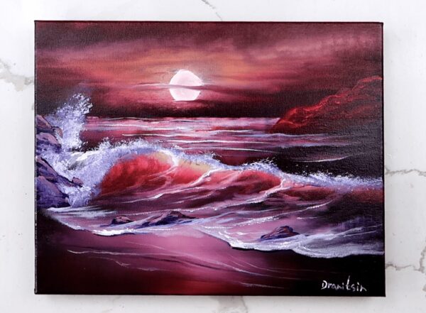 moonlit wave acrylic seascape painting 2