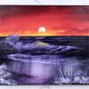 red sunset wave acrylic painting 2