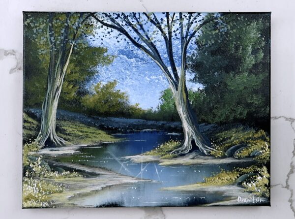 sparkling lake acrylic landscape painting 3