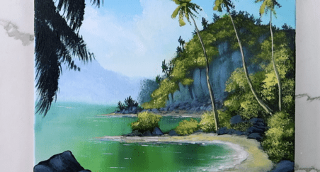 paradise island acrylic landscape art