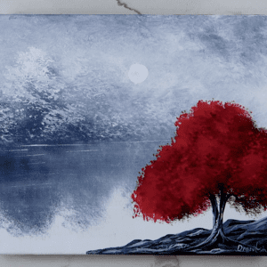 red tree acrylic painting landscape art