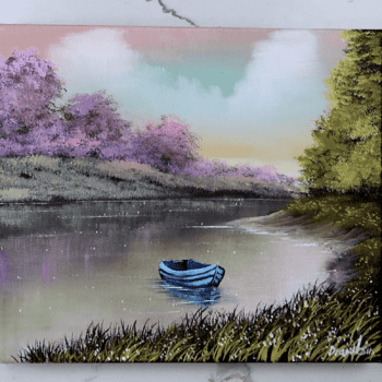 SOLITUDE BOAT ACRYLIC LANDSCAPE PAINTING