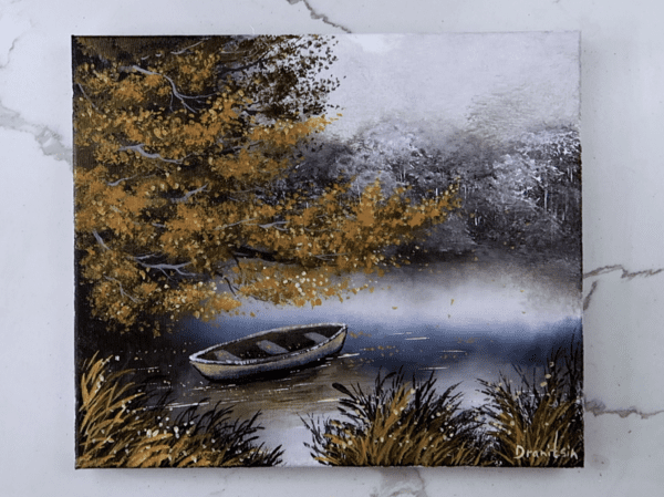 EVENING FOG ACRYLIC LANDSCAPE PAINTING