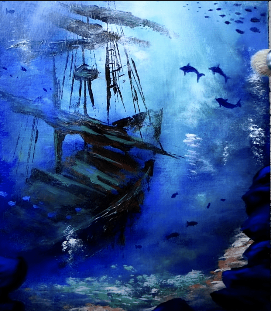 SUNKEN SHIP STEP BY STEP PAINTING 41