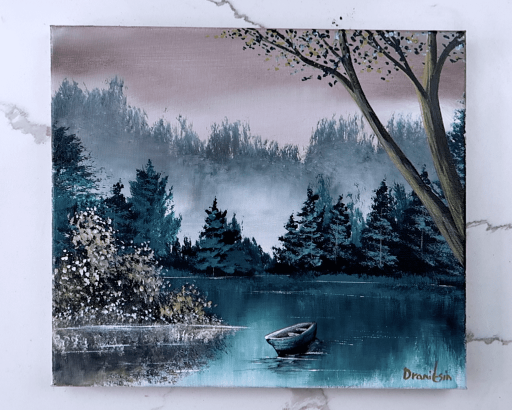 Green River Boat Quick Acrylic Landscape Painting Techniques #artforbeginners