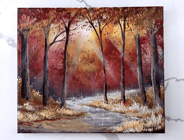 autumn path ACRYLIC LANDSCAPE PAINTING