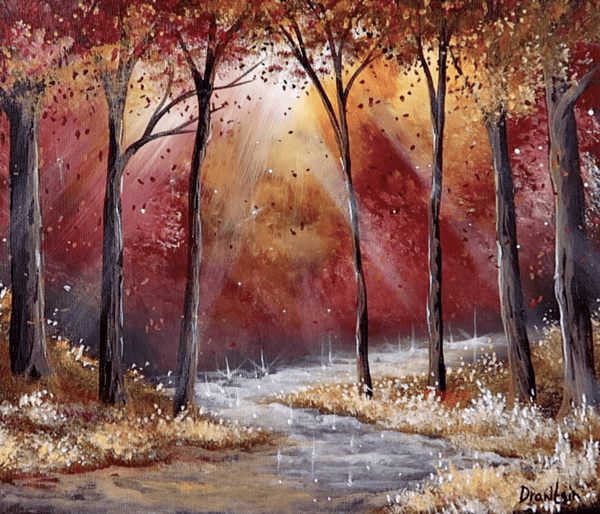 autumn path ACRYLIC LANDSCAPE PAINTING