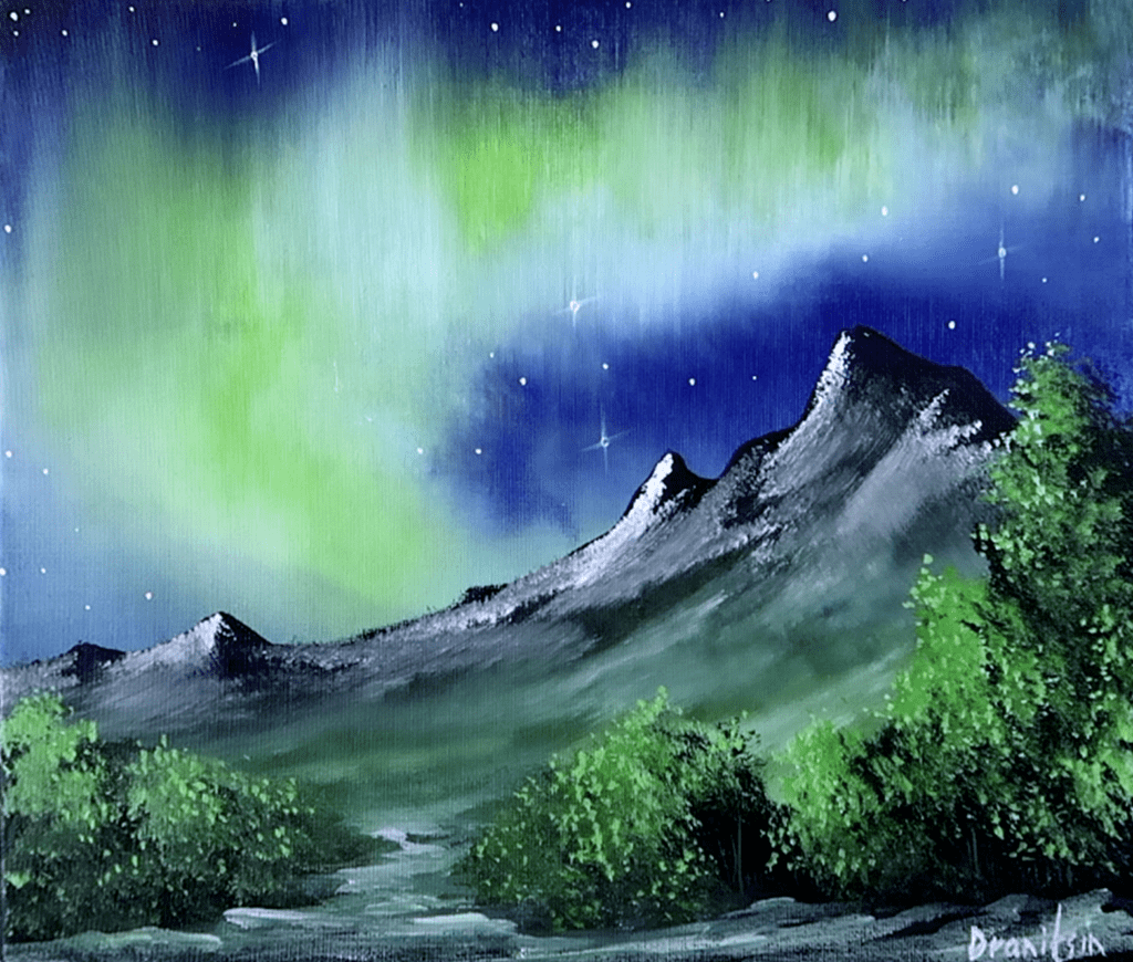 path to northern light ACRYLIC LANDSCAPE PAINTING