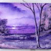 purple moonlight waterfall ACRYLIC LANDSCAPE PAINTING