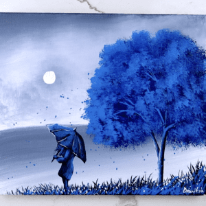 lady blue tree acrylic landcape painting by urartstudio.com 2